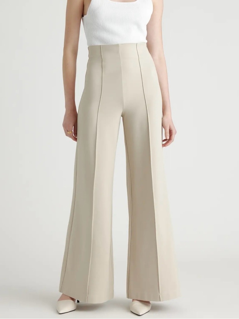 Quince Ultra-Stretch Ponte Super Wide Leg Pants - Size L